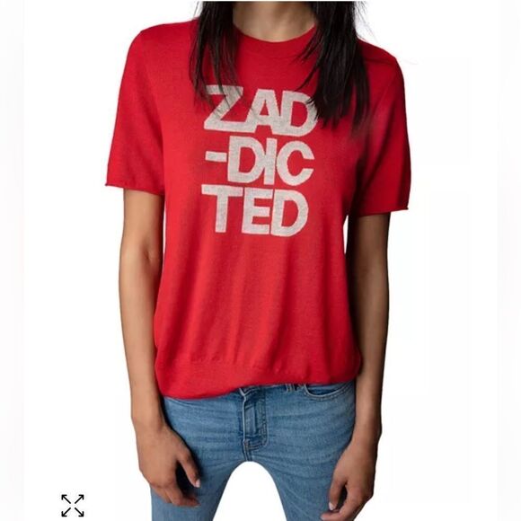 ZADIG & VOLTAIRE Ida CP Cashmere Zaddicted Tee FLAWED new no  tags - Picture 1 of 12